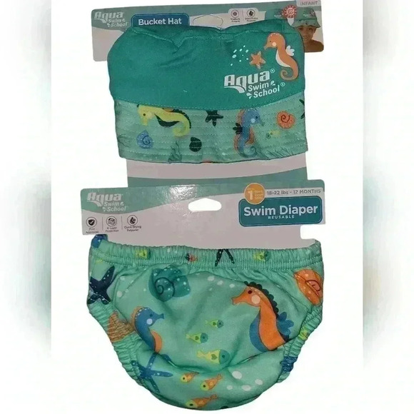 Aqua SwimSchool Seahorse Bucket Hat and Swim Diaper - Picture 4 of 6